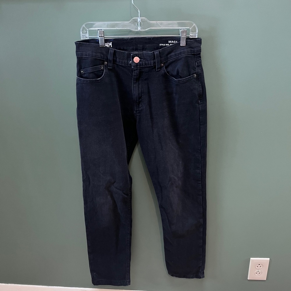 Mugsy Mens Black Denim Jeans Style FLX4NKG Slim Fit Size 32x32